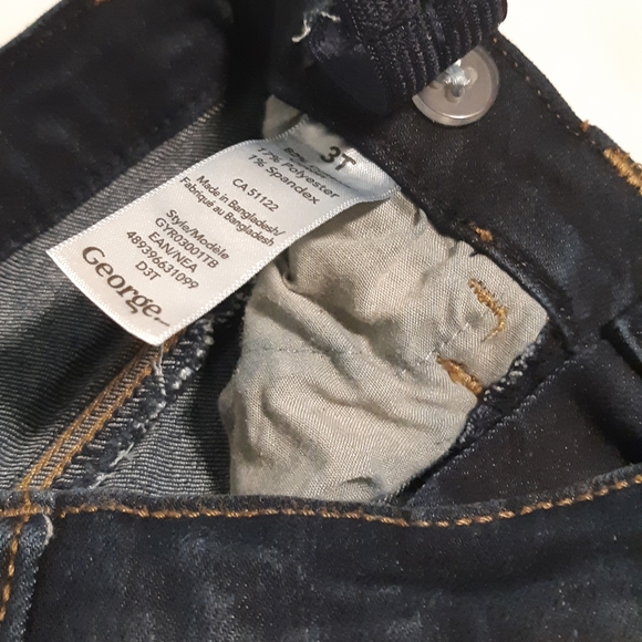 Boys Dark Blue Denim Jeans Size 3T With Adjustable Waist Band, George Brand, - Picture 9 of 12